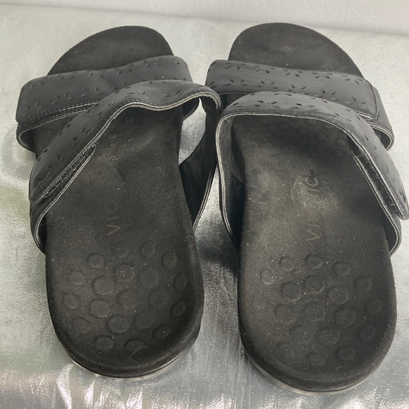 Vionic Black Adjustable Velcro Slide Sandals Sz 9 - Picture 4 of 11